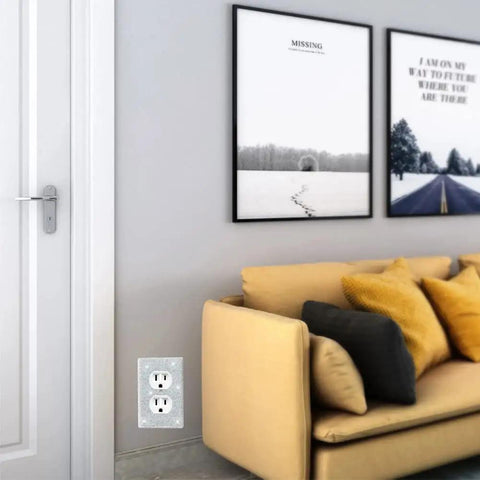 Shiny Rhinestones Wall Plates Bling Light Switch Covers Four Piece White Outlet Covers Decorative Wall Plate Wall Socket Cover For Home Decor Easy To Install Durable Plastic Faux Crystal Sparkle