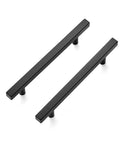 Pair of 60 Pack Seven And Three Eighths Inch Square Cabinet Pulls In Matte Black Stainless Steel For Kitchen Cabinets And Drawers