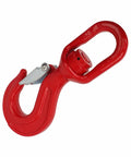 Hardcore Heavy Duty Swivel Lifting Hook Built Like A Tank At 5.3 Ton Capacity Top Tier Alloy Steel in red color.