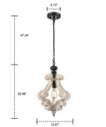 Distressed Off White Wood Pendant Light With Dope Farmhouse Vibe Adjustable 47 Inch Chain ETL Listed For Dry Locations E26 Socket