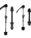 Front And Rear Quick Release Skewers For Road, Mountain, MTB And BMX Bikes, iron axle set with levers, side view.
