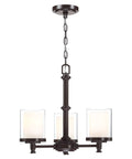 Three Light Ceiling Chandelier With Opal Clear Glass Shade For Dining Room Living Room Hallway And Kitchen Island In Oil Rubbed Bronze Finish.