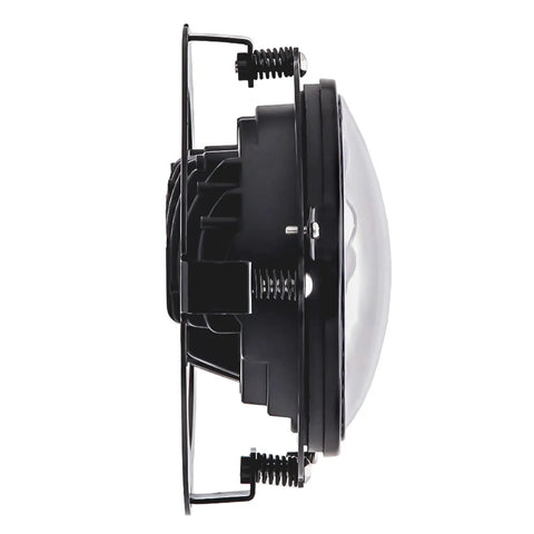 Side view of 5.75 Inch Round LED Headlight Mount Bracket For Motorcycle, Heavy Duty Metal Alloy Mount With Rust Resistant Finish