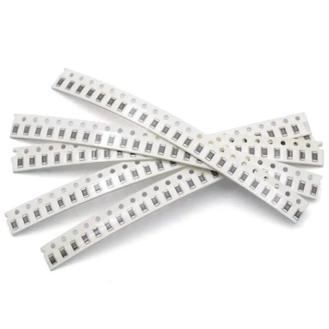 1206 SMD Chip Resistors Kit, 0 Ohm To 10 Megaohm, 5% Tolerance, 100 Pc Pack, Reflow And Wave Soldering Ready, Pro Grade Quality, Auto Placement Compatible For PCBs. Packaged 1206 SMD chip resistors on tape for PCB assembly
