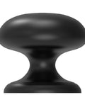 Close-up of Matte Black Large Bifold Closet Door Knobs Four Pack With Renovation Ready Wide Base Zinc Round Kitchen Wardrobe Dresser Dummy Pull Knobs One And A Half Inch Furniture Sideboard Drawer Handles