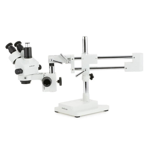 Digital Pro Trinocular Stereo Zoom Microscope With Boom Stand, Long Working Distance, 5MP USB 2.0 Camera, Clear Live View For Circuit Boards, Dental Appliances, And Other Large Items Inspections on boom stand