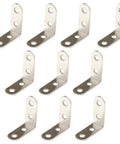 10 Pieces L Shaped Corner Brackets Set for Shelves and Frames, 40x40x16mm Right Angle Fasteners arranged in grid view