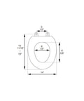 Diagram of Slow Close Plastic Elongated Top Mount Toilet Seat With Adjustable Release And Clean Hinge showing dimensions