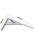 Heavy Duty Folding Shelf Brackets, tough steel wall mounted support at 350mm by 130mm, ideal for space saving.