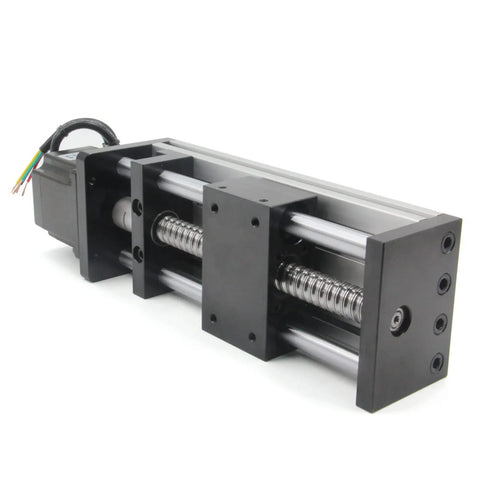 Beefy Pro Grade 100mm Travel Linear Rail Guide With Dual Optical Axis And SFU1605 Ballscrew Nema 23 Stepper Motor Included CNC Router Linear Slide