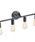 4 Light Black Vanity Light Fixture For Bathroom Over Mirror Vintage Farmhouse Industrial Wall Sconce With E26 Bulbs Compatible