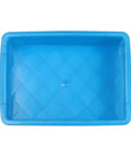 Top view of a blue plastic container, ideal for various DIY projects and storage, showcasing a rectangular shape.