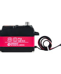 Beefy 80Kg High Torque RC Servo DS5180 with stainless steel gear, side view, red and black design, for RC vehicles