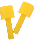Two Pack Yellow Plastic Stretch Wrap Handles With Enhanced Comfort Ergonomic Grip Durable Pallet Wrap Dispenser Handheld on white background