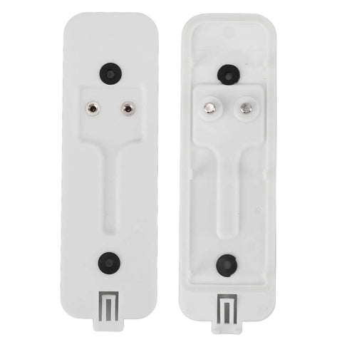 Two white video doorbell back plate replacements, lightweight durable plastic, showing front and reverse views, compatible with most models.