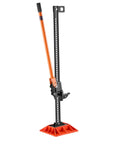 VEVOR 48-inch farm jack with base; orange handle, black lifting rail, heavy-duty off-road jack