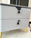 4 Pack Giraffe Cabinet Knobs Set Durable Zinc Alloy on white drawers, black finish, modern dresser decor