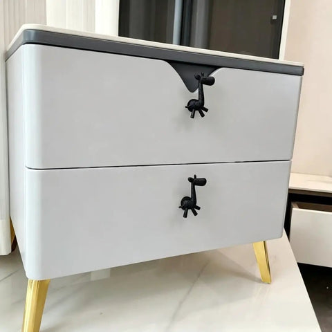 4 Pack Giraffe Cabinet Knobs Set Durable Zinc Alloy on white drawers, black finish, modern dresser decor