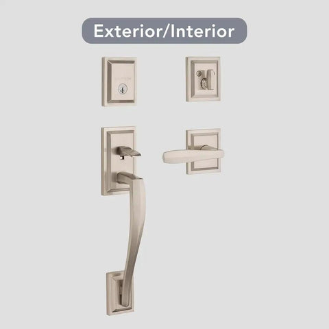 Front Entry Handleset With Interior Lever And SmartKey Rekey Technology, Microban Protection, Satin Nickel Finish