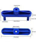 TorSor blue plastic center scribe locator, 2-pack; center finder/marking gauge for woodworking, front and top view