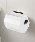 Paw Proof Toilet Paper Protector Cover In White designed to keep sneaky cats and goofball dogs from messing with paper rolls.