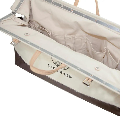 Interior view of 24 Inch Deluxe Canvas Tool Tote With 17 Interior Pockets And Detachable Shoulder Strap Heavy Duty Natural Canvas