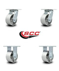 Heavy Duty Swivel Top Plate Casters Set Of Four With Four Inch Wheels Two Swivel And Two Rigid Semi Steel Cast Iron Total 4000 Lb Capacity Ideal For Heavy Carts Dollies And Equipment
