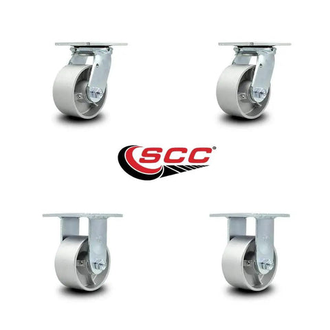 Heavy Duty Swivel Top Plate Casters Set Of Four With Four Inch Wheels Two Swivel And Two Rigid Semi Steel Cast Iron Total 4000 Lb Capacity Ideal For Heavy Carts Dollies And Equipment