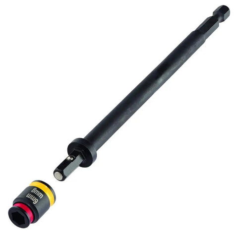 CRHEX Cleanable Reversible Magnetic Hex Driver Kit With Four Nut Drivers And Pro Grade Mixed Shank Lengths 6In 4In FiveEighthIn And 2In Built For Quick Easy Nut Driving MSHXLCM1 MSHMLCM2 MSHLC1 MSHC, black hex driver with colorful magnetic tip, showing detachable nut driver head