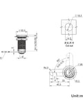 Technical drawing of Lock Kit With 16mm 20mm And 30mm Options For Outdoor Mailboxes File Cabinets Tool Boxes And Lockers Durable Metal