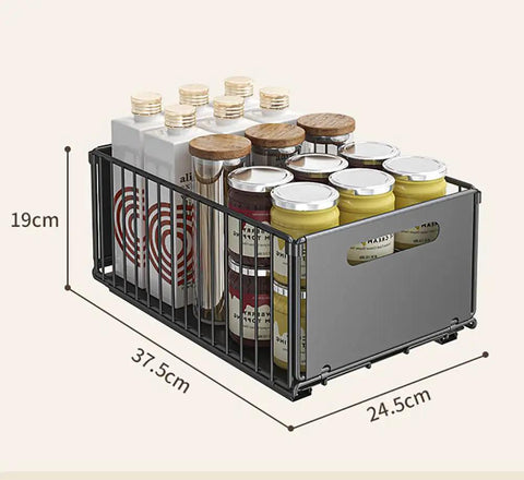 Heavy Duty Slide Out Cabinet Organizer Pair, Tough Carbon Steel Drawer Rack For Pantry Storage, Smooth Operator Kitchen Drawer Slides, Zero Hassle Two Pack Space Saver For Snug Cupboards And Cabinets