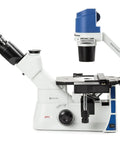 Inverted Trinocular Lab Microscope With Top Notch Mechanical Stage And Plan Phase 10x 20x 40x IOS Objectives 5W LED Illumination Stage Extension Transportation Box Great For Research And Education, side view