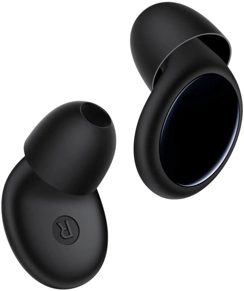 Deep Sleep Ear Plugs With 45dB Noise Reduction For Snoring And Sleep, Perfect For Planes, Concerts, And Busy Environments, Reusable Silicone Earplugs That Cut Noise Without Distortion in black silicone material showing side view