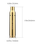 Red Laser Bore Sighter For 223 Rem And 5.56 NATO Calibers, Brass Build, Precise Bore Alignment with dimensions shown