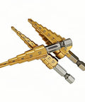 Awesome Socoje Step Drill Bit Set: 3-Piece Hex Shank HSS Cone Bits, Titanium Coated For Quick DIY Wood And Plastic Projects, Perfect For Heavy Duty Drilling Tasks. 3-piece titanium step drill bit set, hex shank, 4-20mm sizes