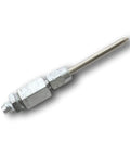 LockNLube Narrow Needle Dispenser side view, metal tool with long needle and hex nut body