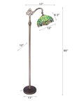 Stained Glass Tiffany Floor Lamp With Arched Gooseneck Adjustable Angle Reading Light In Green Dragonfly Glass Bronze Base 12 Inch Shade UL Certified Standing Lamp For Living Room Or Reading Nook To Elevate Your Vibe