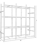 Heavy Duty Wall Mount Steel Shelving Rack With 12 Tote Bin Slots For Garage Storage Rock Solid Frame dimensions 69" x 68" x 27.5"
