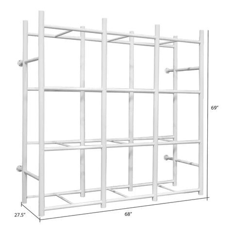 Heavy Duty Wall Mount Steel Shelving Rack With 12 Tote Bin Slots For Garage Storage Rock Solid Frame dimensions 69" x 68" x 27.5"