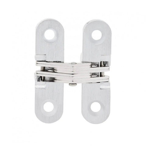 180 Degree Zinc Alloy Concealed Hinge For Folding Doors And Hidden Panels With Screws, displayed closed