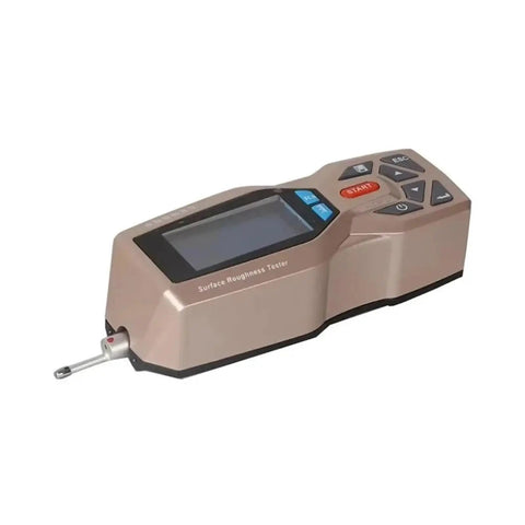 Straight Up Precision Handheld Digital Surface Roughness Tester And Portable Profilometer With A Slick Featherweight Build showing device and screen.