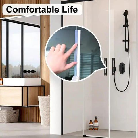 Heavy Duty Self Adhesive Foam Weather Stripping Tape For No Fuss Quick Setup shown sealing a shower enclosure against moisture.