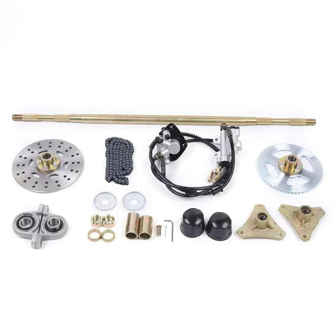 Beefy Rear Axle Kit For Go Karts And ATVs, Complete 740mm Assembly With Integrated Brake Caliper Master Cylinder And 160mm Disc