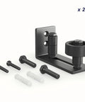 Adjustable Floor Guide For All Sliding Barn Doors With Eight Setup Options, Flush Bottom Design, Flat Stay Roller, Set Of 2, Solid Steel and POM Nylon