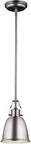 Hobson Pendant Light In Satin Nickel 1 Light Fixture With E26 Socket 75 Watt Max Dimmable With Bulb And Dimmer 11.75 x 7.5 inches