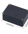 IP67 Waterproof Plastic Project Box Enclosure With Built In Gasket, Rugged Junction Box, Black 3.3 by 2.3 by 1.3 Inches, top view