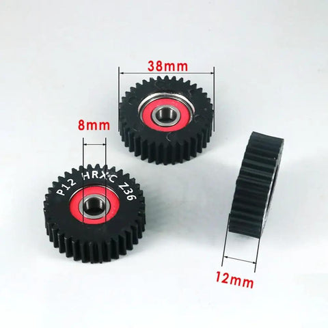 Three 36T nylon planetary gears with 8mm bore bearing for hub motor electric bike replacement, black, street ready, durable.