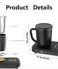 Premium 3in1 Temperature Control Mug With Built In 15W Fast Wireless Charging Pad showcasing 12 oz black mug on charging pad.