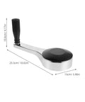 Heavy Duty L Shaped Hand Crank Wheel With Knob For Mobile Shelving Archives with matte black and chrome finish, dimensions 25.5cm x 15cm.