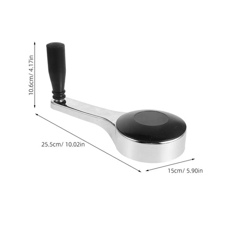 Heavy Duty L Shaped Hand Crank Wheel With Knob For Mobile Shelving Archives with matte black and chrome finish, dimensions 25.5cm x 15cm.